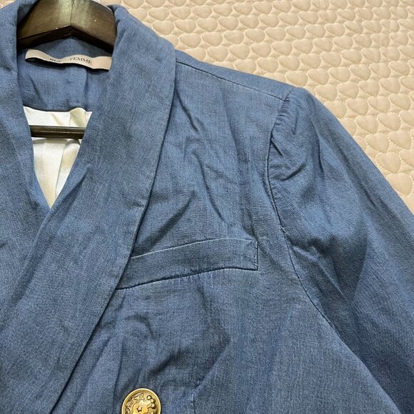NWOT Rue De Femme Womens Blue Jacket Meduim Lightweight Work Casual Sz L - Picture 7 of 12